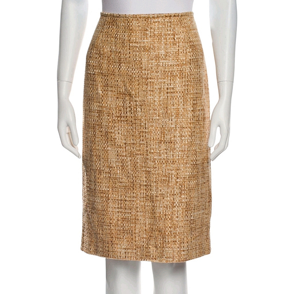 Lafayette 148 🌺Gold Tweed🌺 Knee Length Skirt 🌺M | 8